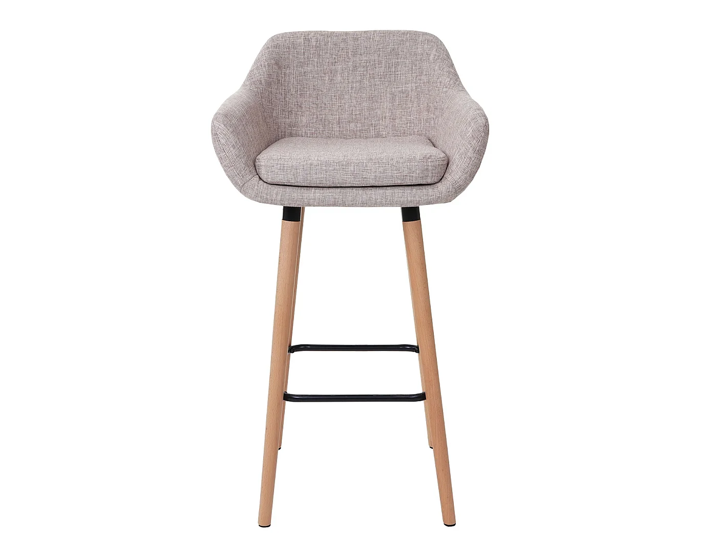 Set 2x sgabelli nordico moderno scandinavo Malmoe T381 legno massiccio tessuto beige grigio