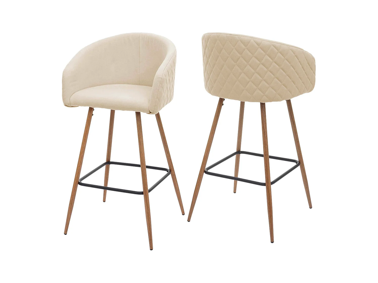 Banco de bar MCW-D72 (conjunto de 2),  tecido/têxtil, creme-bege