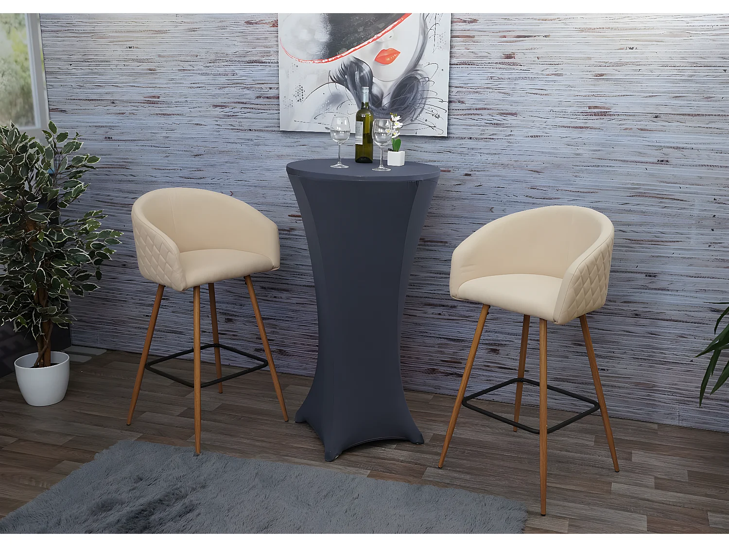 Tabouret de bar MCW-D72 (lot de 2),  crème-beige