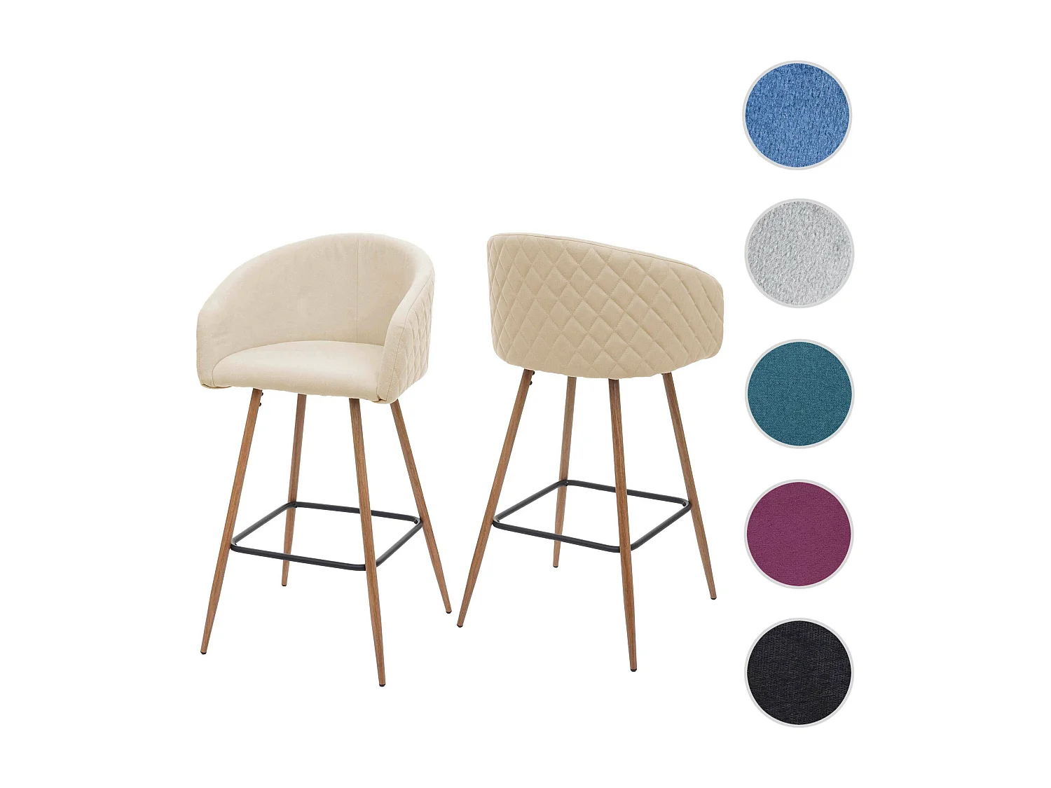 Tabouret de bar MCW-D72 (lot de 2),  crème-beige