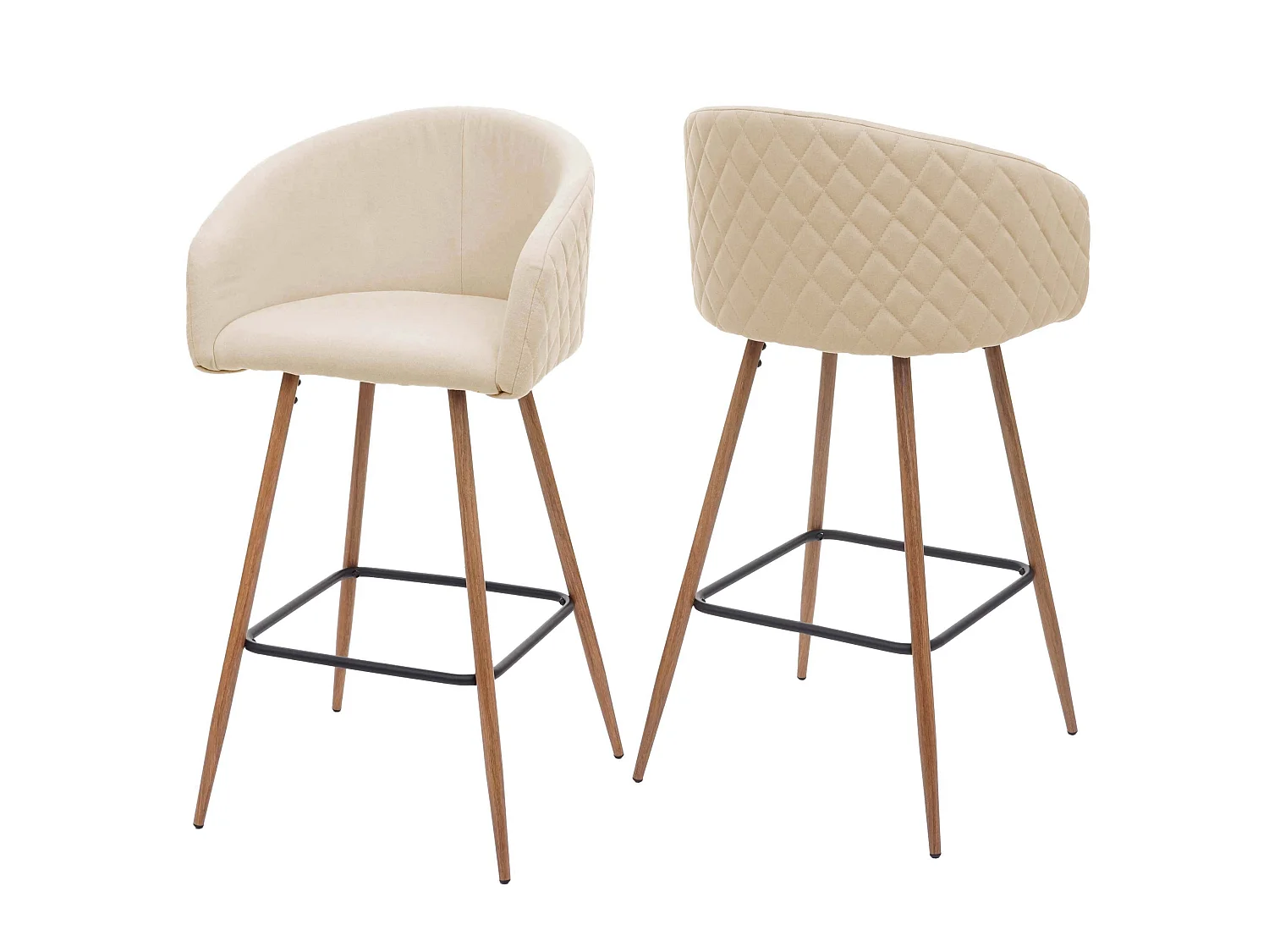 Stołek barowy MCW-D72 (zestaw 2 szt.),  tkanina/tekstylia, kremowo-beżowy