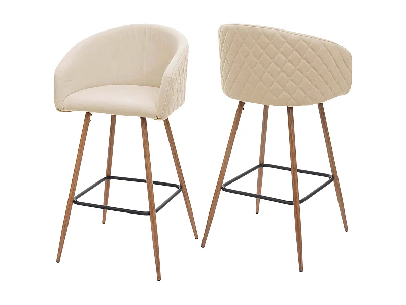 Banco de bar MCW-D72 (conjunto de 2),  tecido/têxtil, creme-bege