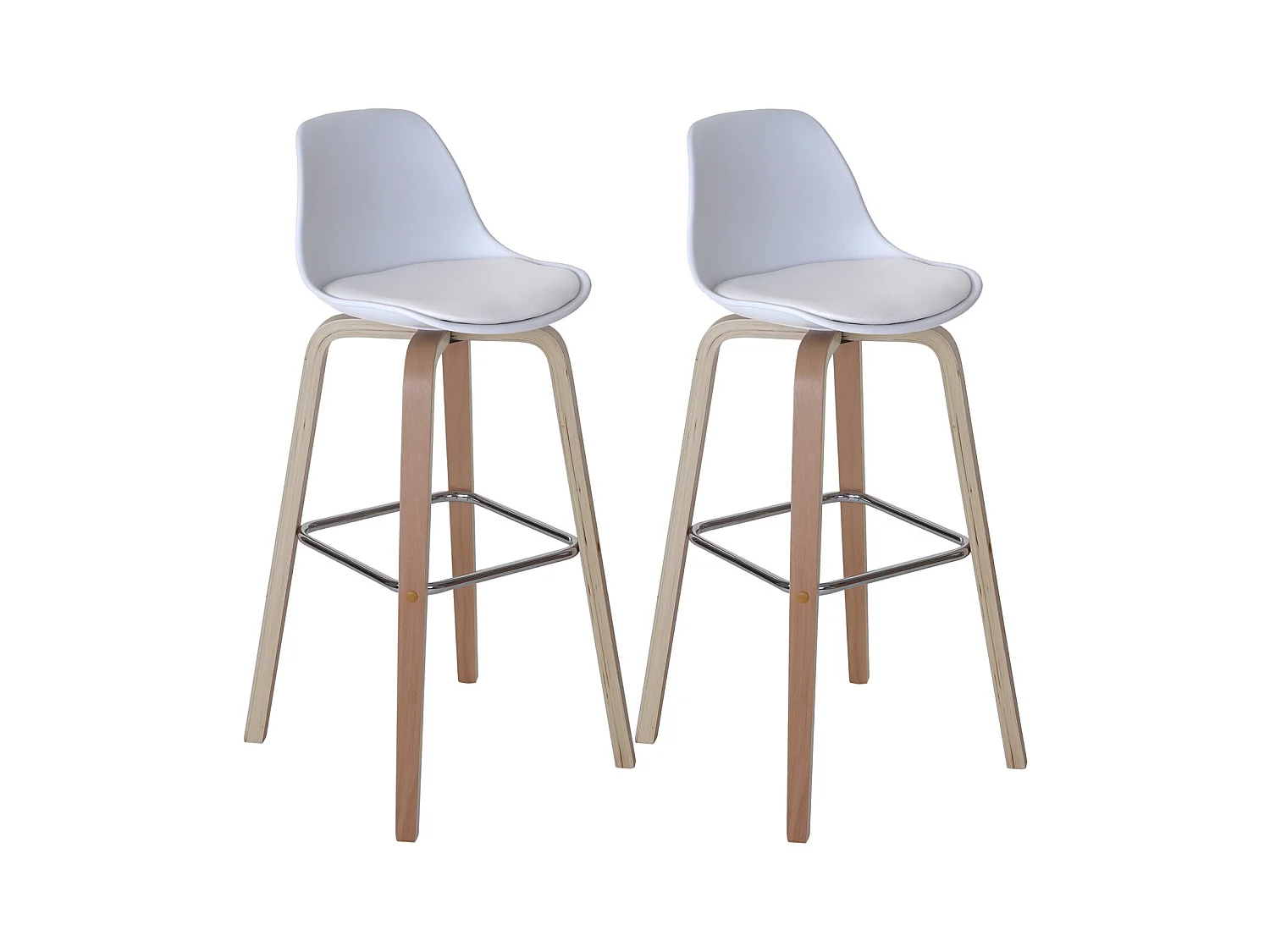 Tabouret de bar MCW-A89 (lot de 2),  tissu, blanc