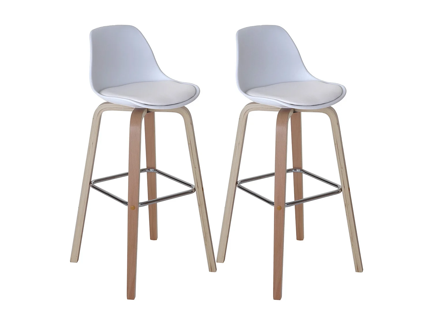 Tabouret de bar MCW-A89 (lot de 2),  tissu, blanc