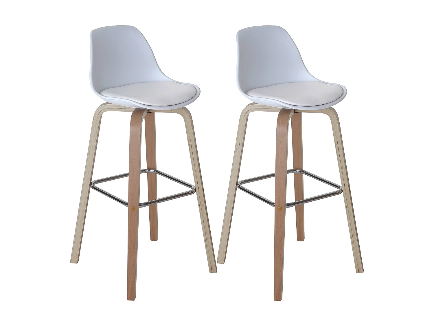 Tabouret de bar MCW-A89 (lot de 2),  tissu, blanc