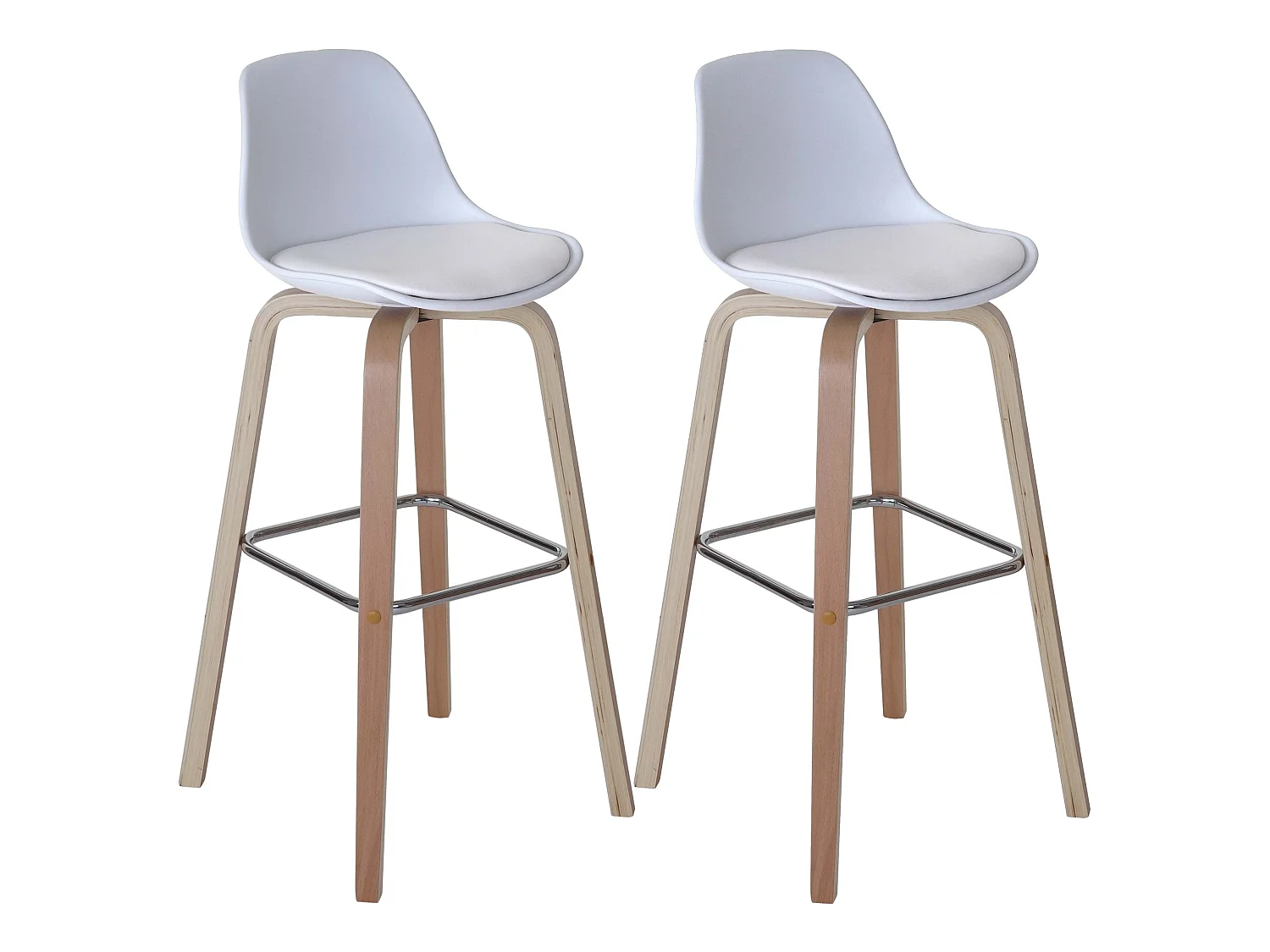 Barkruk MCW-A89 (set van 2),  kunstleer, wit