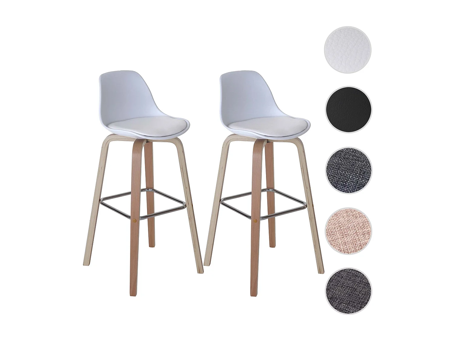 Barkruk MCW-A89 (set van 2),  kunstleer, wit