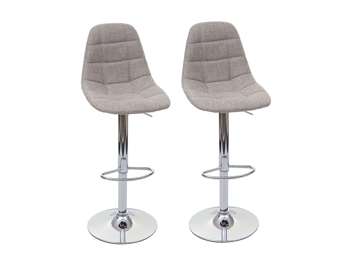 Tabouret de bar MCW-A67 (lot de 2),  gris crème, textile