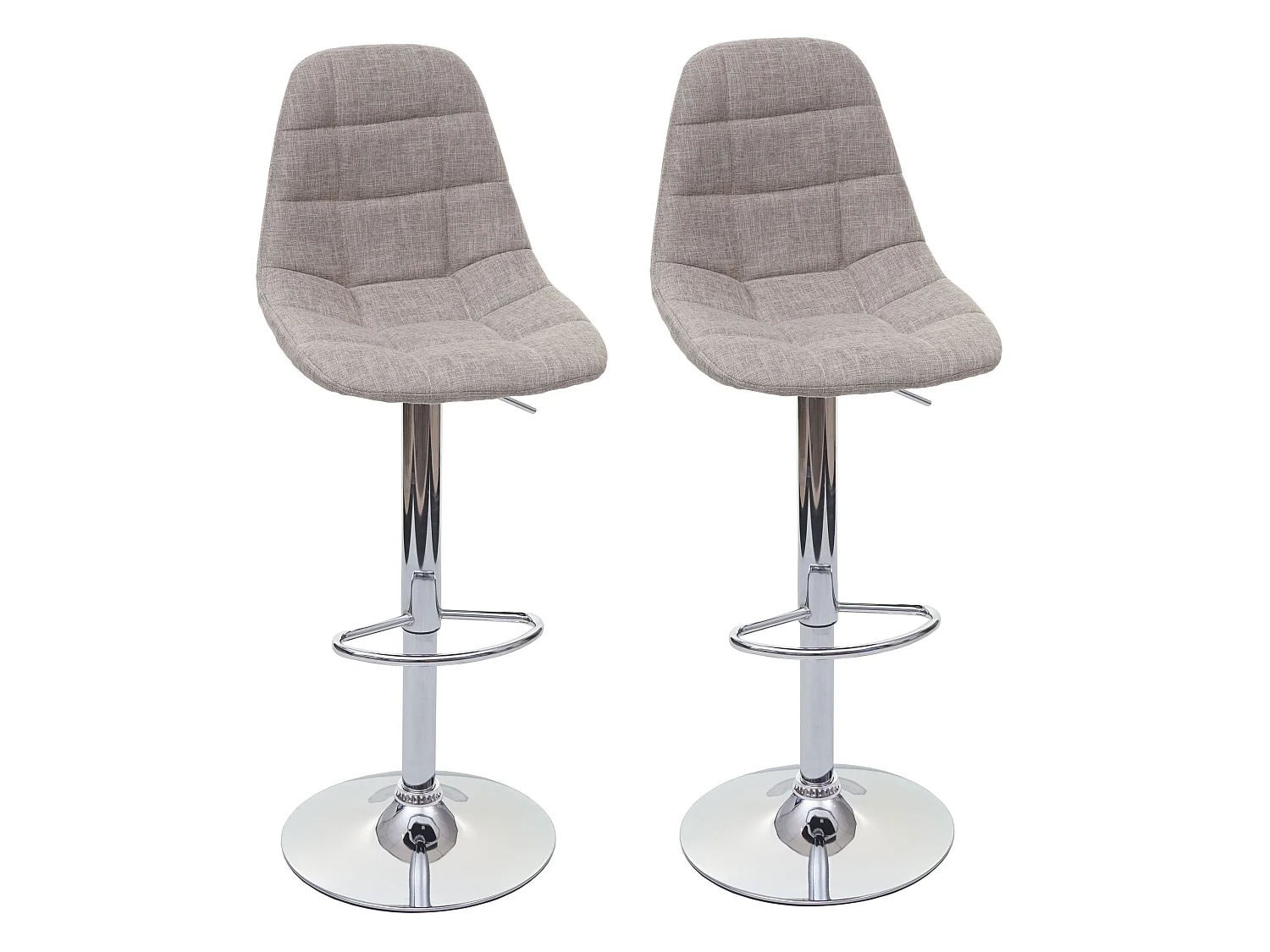 Tabouret de bar MCW-A67 (lot de 2),  gris crème, textile