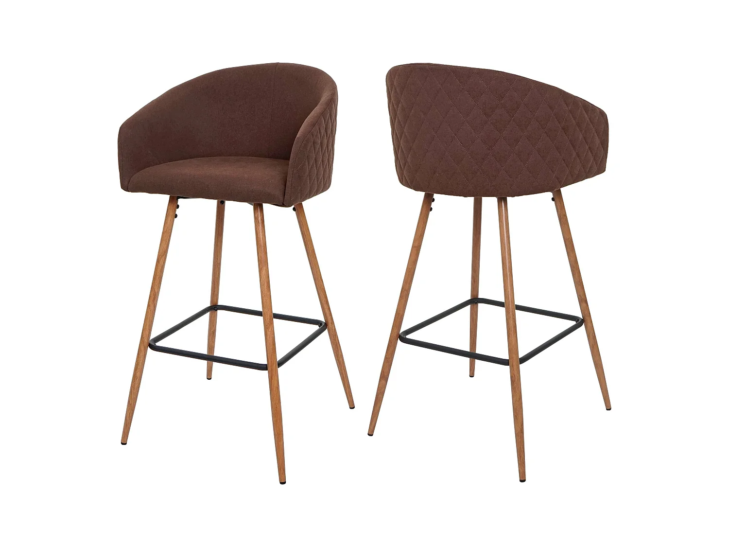 Banco de bar MCW-D72 (conjunto de 2),  tecido/têxtil, castanho