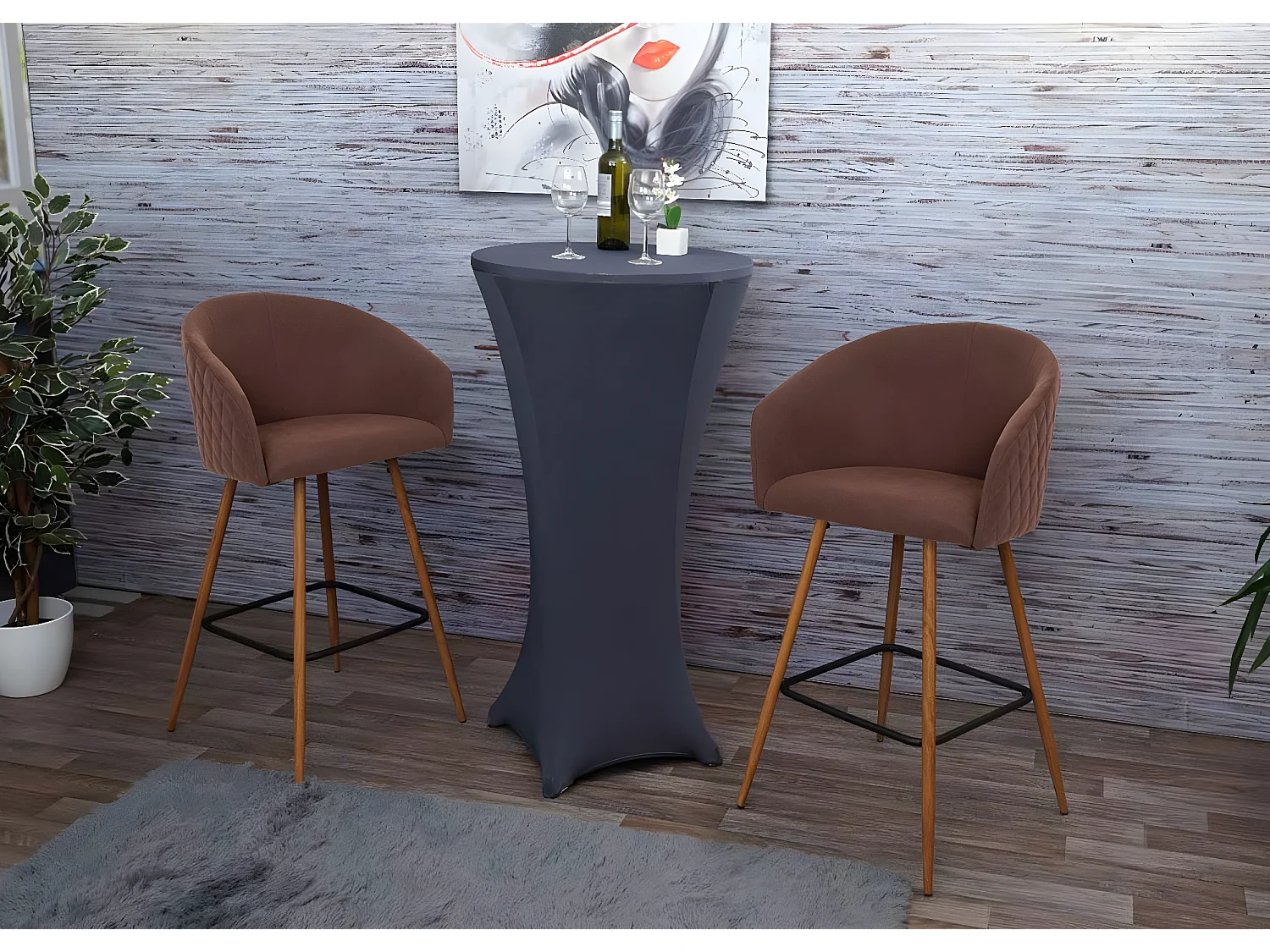 Tabouret de bar MCW-D72 (lot de 2),  tissu/textile, marron