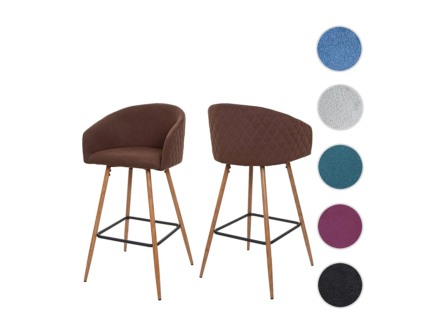 Tabouret de bar MCW-D72 (lot de 2),  tissu/textile, marron
