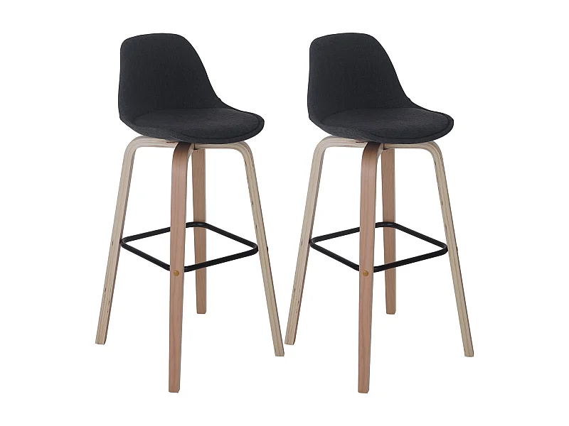 Barkruk MCW-A89 (set van 2),  textiel, donkergrijs