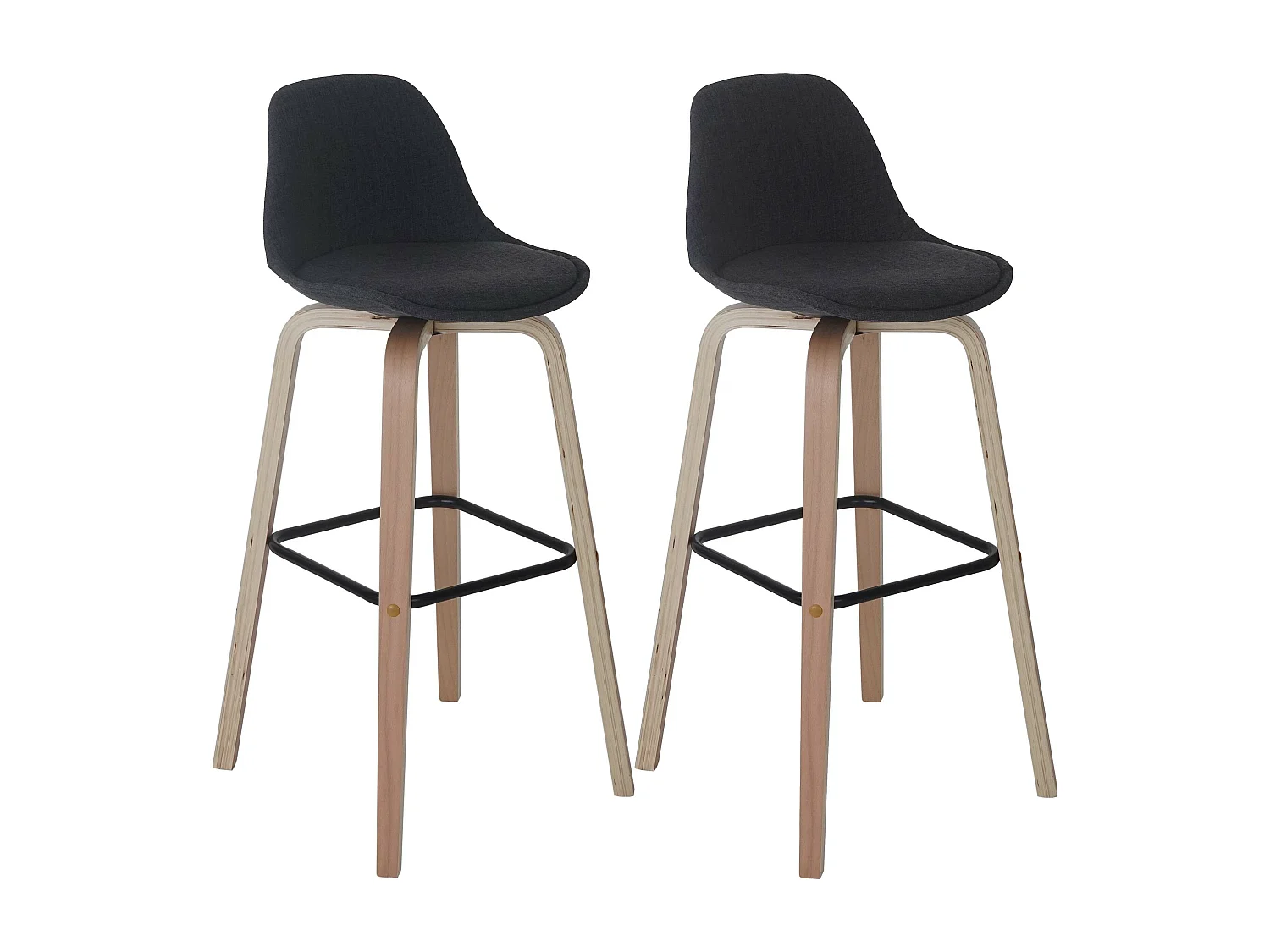 Barkruk MCW-A89 (set van 2),  textiel, donkergrijs