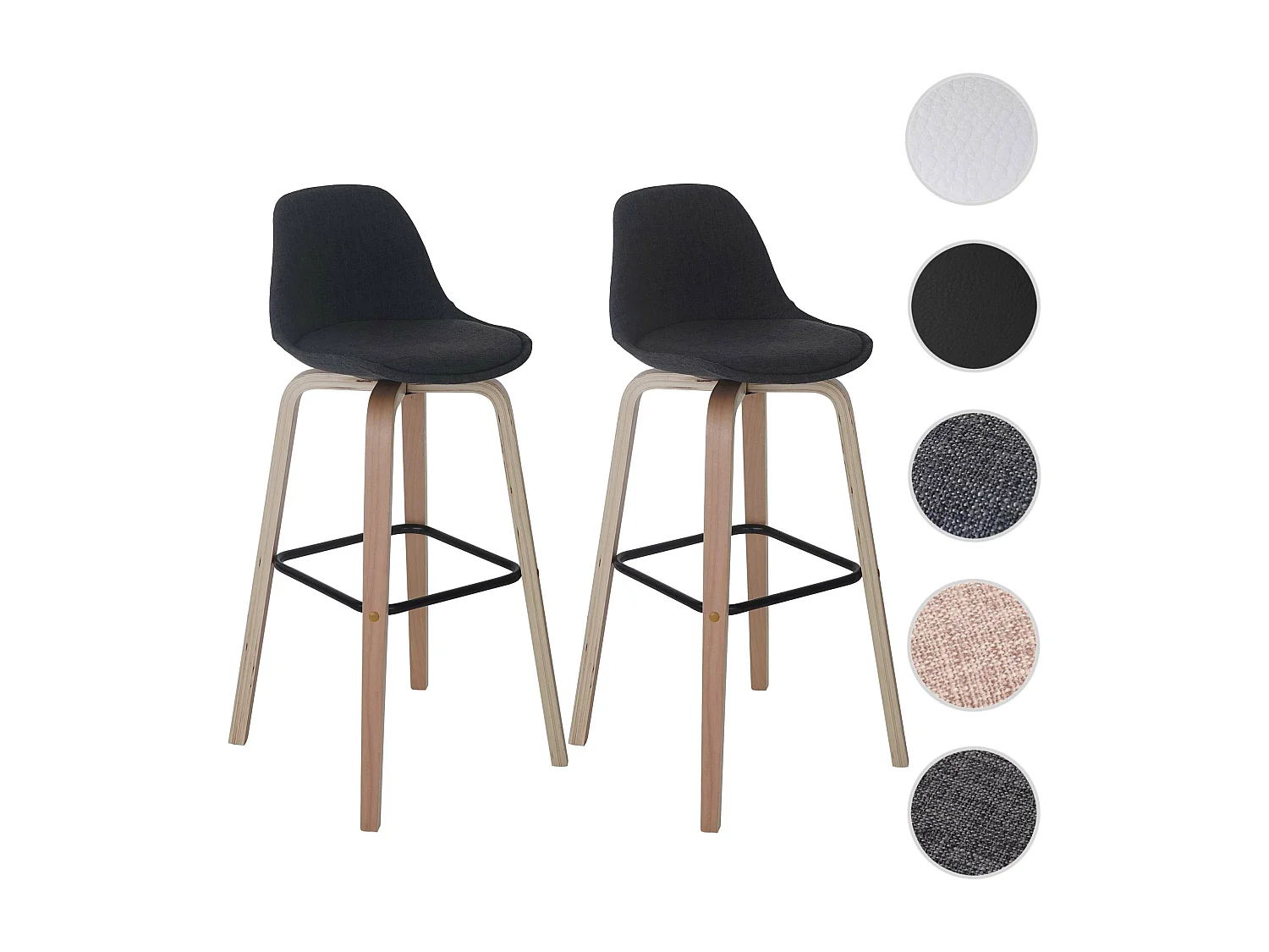 Barkruk MCW-A89 (set van 2),  textiel, donkergrijs