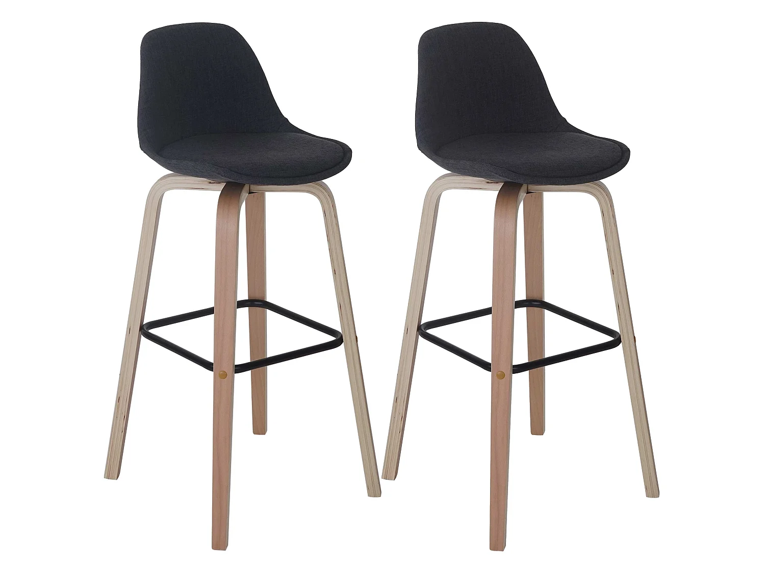 Barhocker MCW-A89 (2er-Set), Textil, dunkelgrau