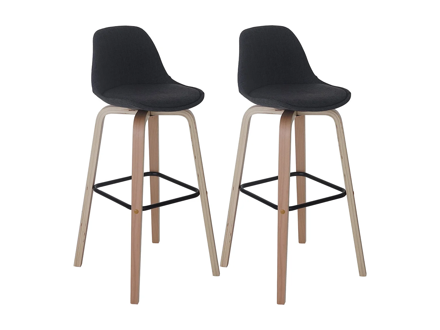 Barhocker MCW-A89 (2er-Set), Textil, dunkelgrau
