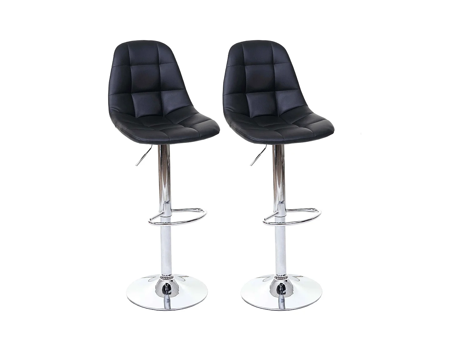 Tabouret de bar MCW-A67 (lot de 2),  noir, similicuir