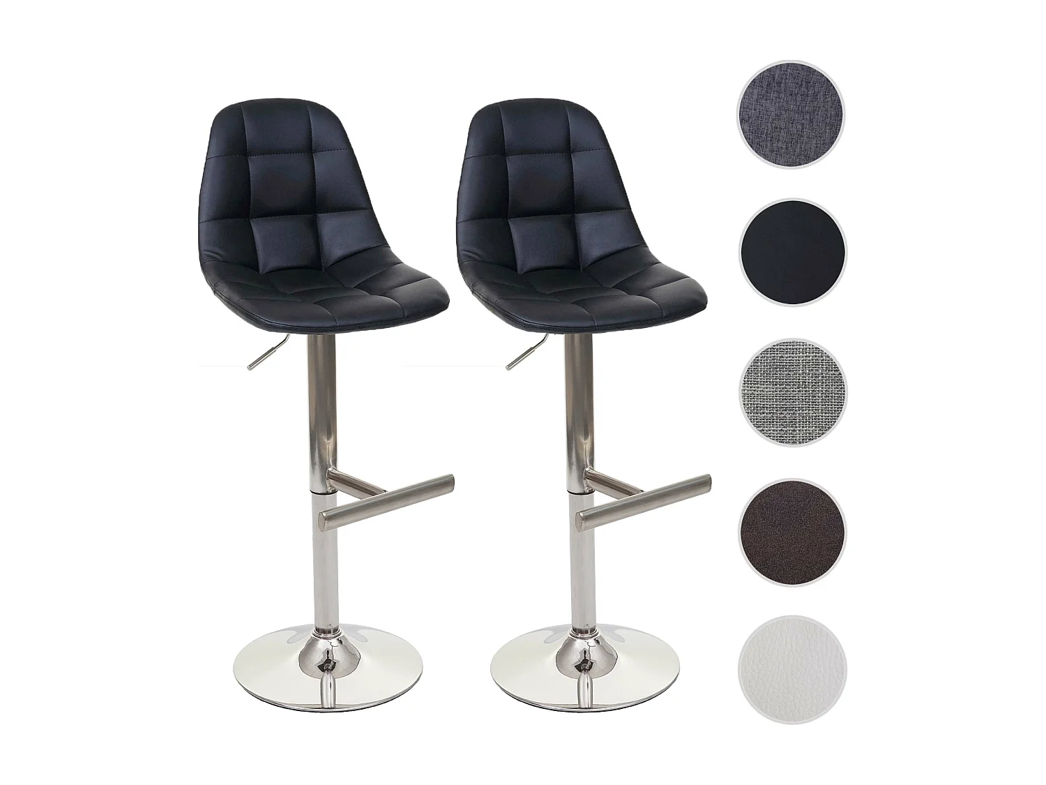 Barkruk MCW-A67 (set van 2),  zwart, kunstleer