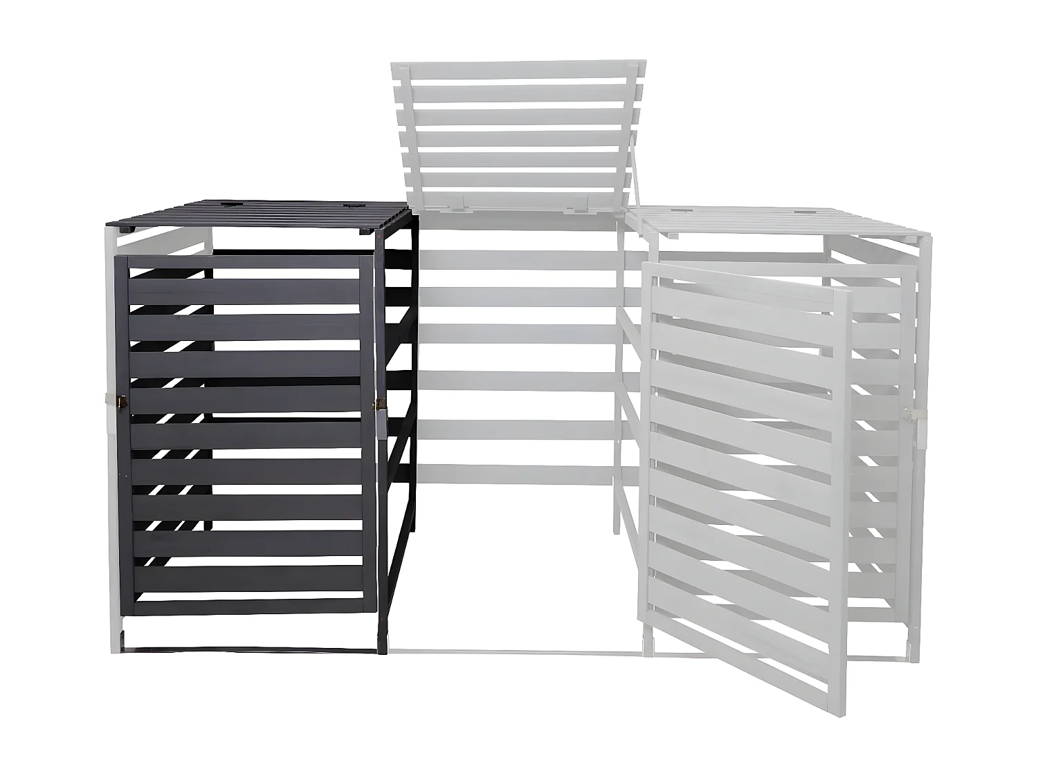 Modulo aggiuntivo per copribidoni box spazzatura rifiuti MCW-H62 97x67x114cm legno abete antracite