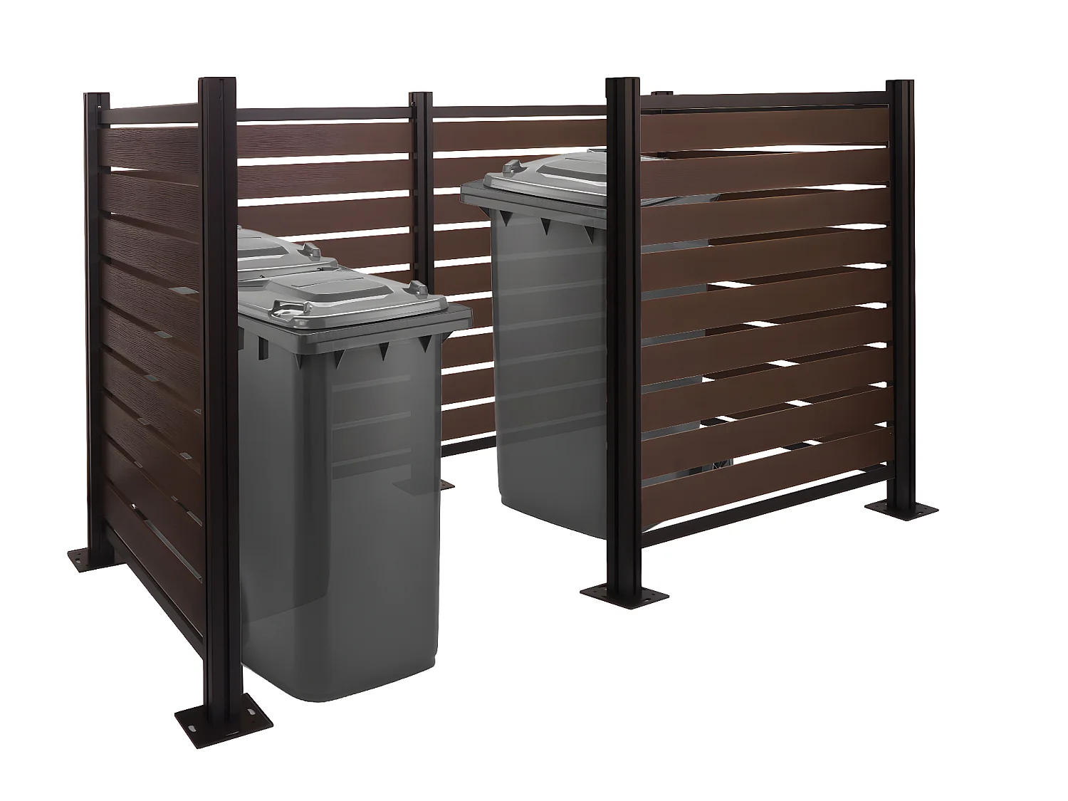 Aluminiowe ogrodzenie kosza na śmieci MCW-K57,  brązowy