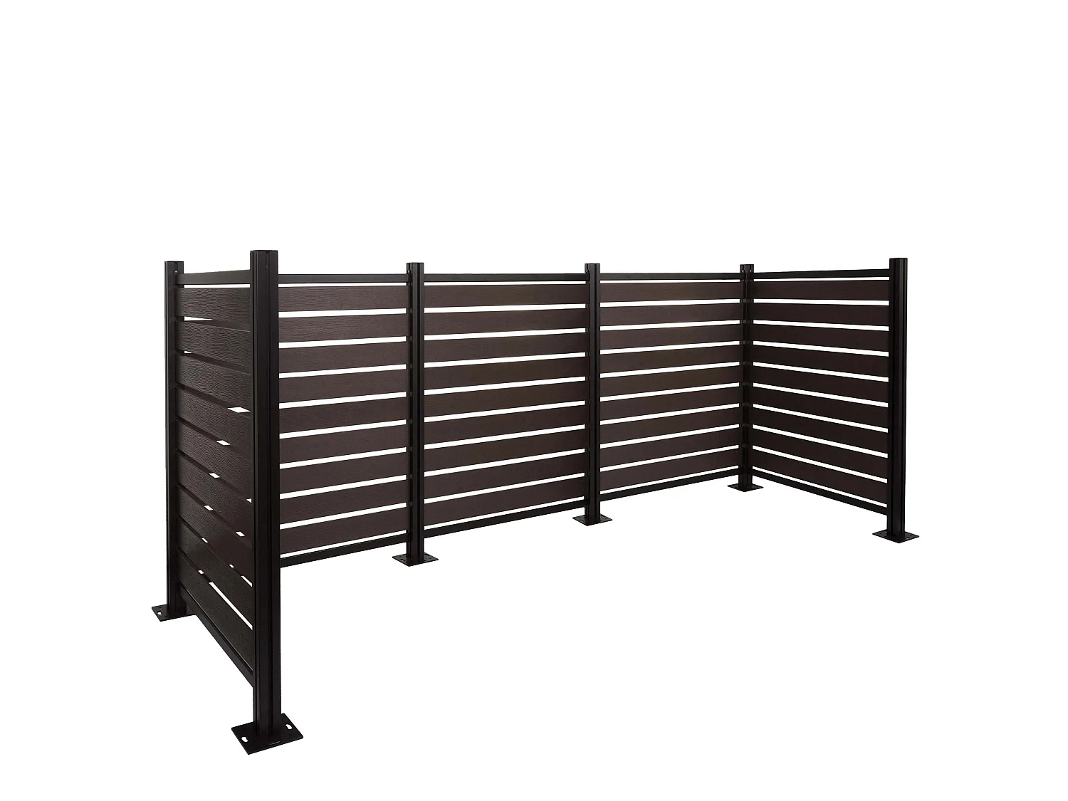 Recinzione fendivista bidoni box spazzatura rifiuti MCW-K57 alluminio aspetto legno 130x300x110cm ~ antracite