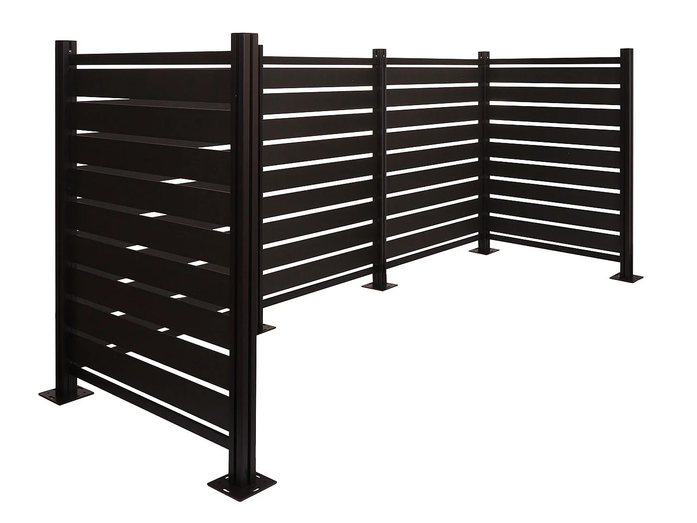 Recinzione fendivista bidoni box spazzatura rifiuti MCW-K57 alluminio aspetto legno 130x300x110cm ~ antracite