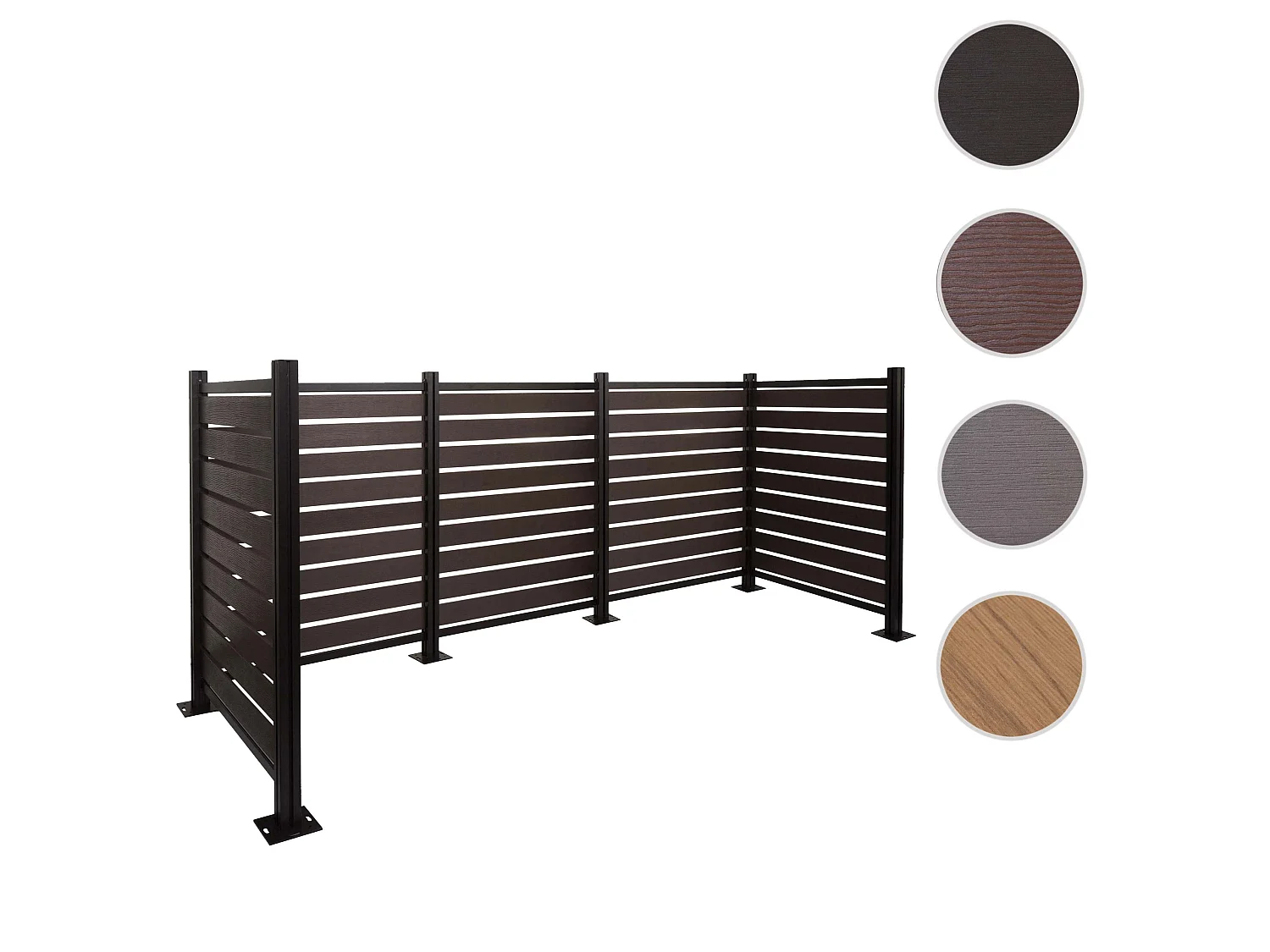 Recinzione fendivista bidoni box spazzatura rifiuti MCW-K57 alluminio aspetto legno 130x300x110cm ~ antracite