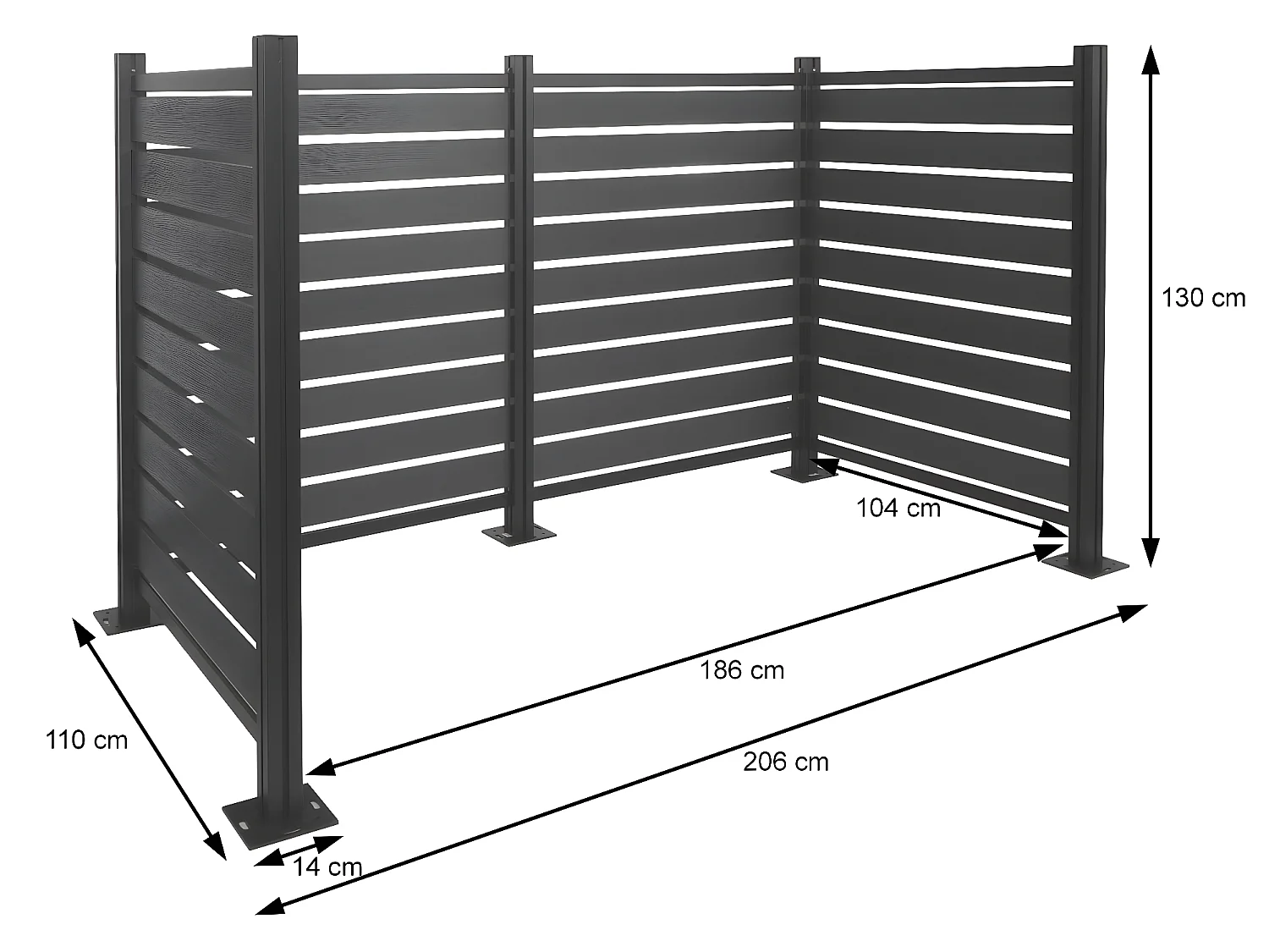 Clôture pour poubelles en aluminium MCW-K57,  anthracite