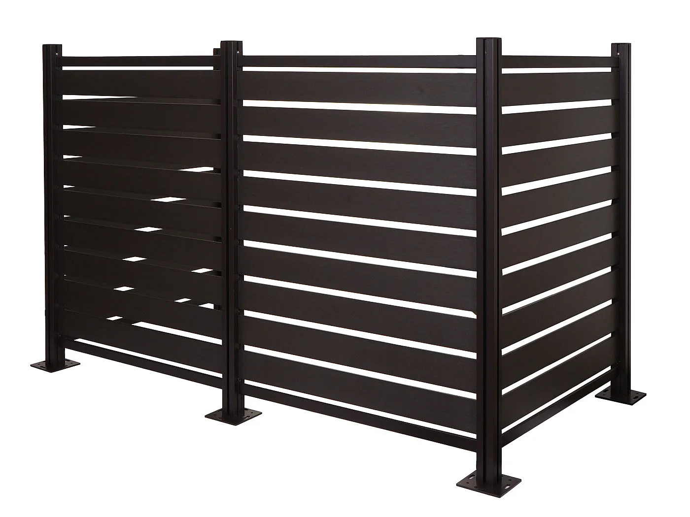 Recinzione fendivista bidoni box spazzatura rifiuti MCW-K57 alluminio aspetto legno 130x206x110cm ~ antracite