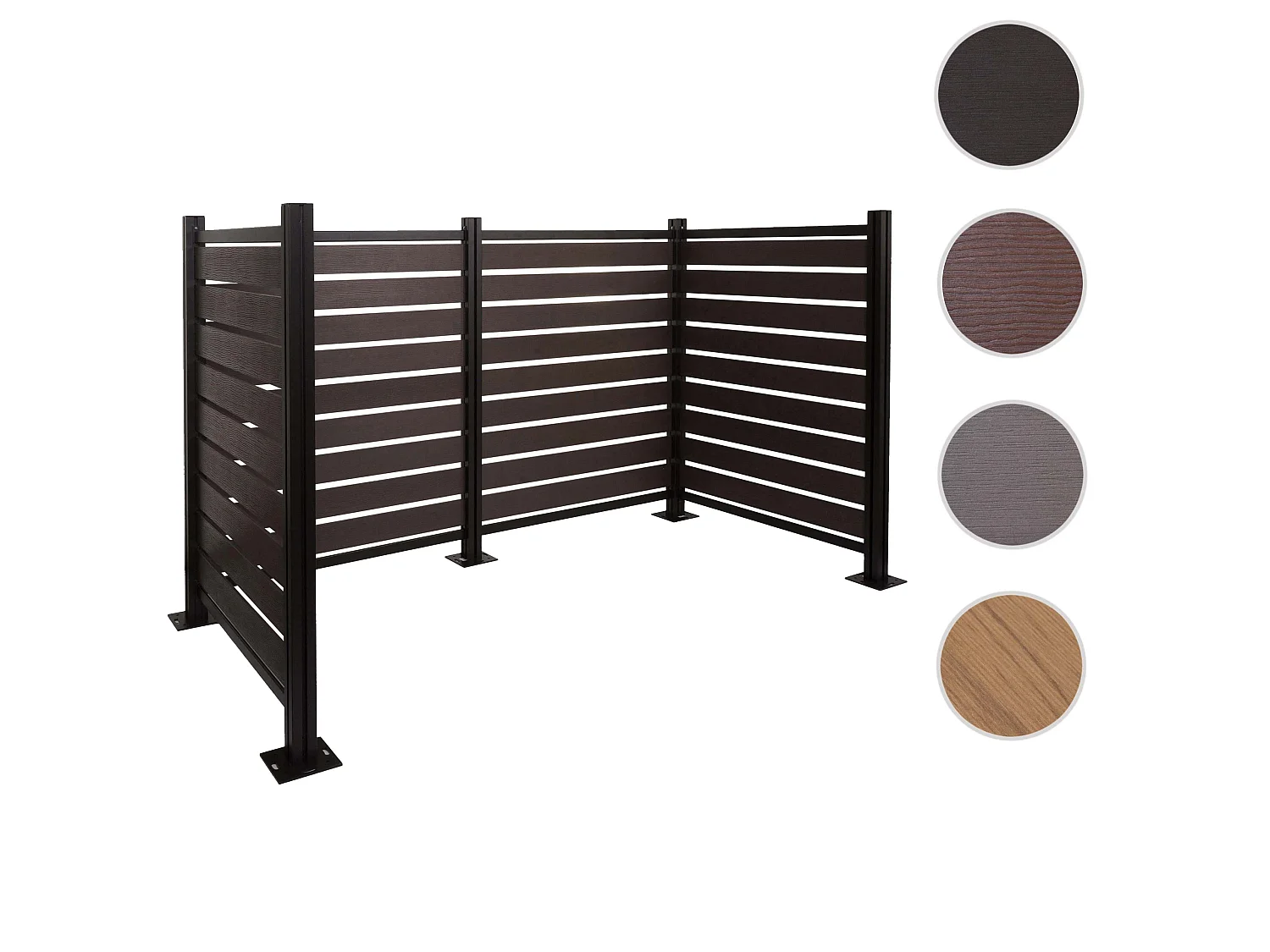 Recinzione fendivista bidoni box spazzatura rifiuti MCW-K57 alluminio aspetto legno 130x206x110cm ~ antracite