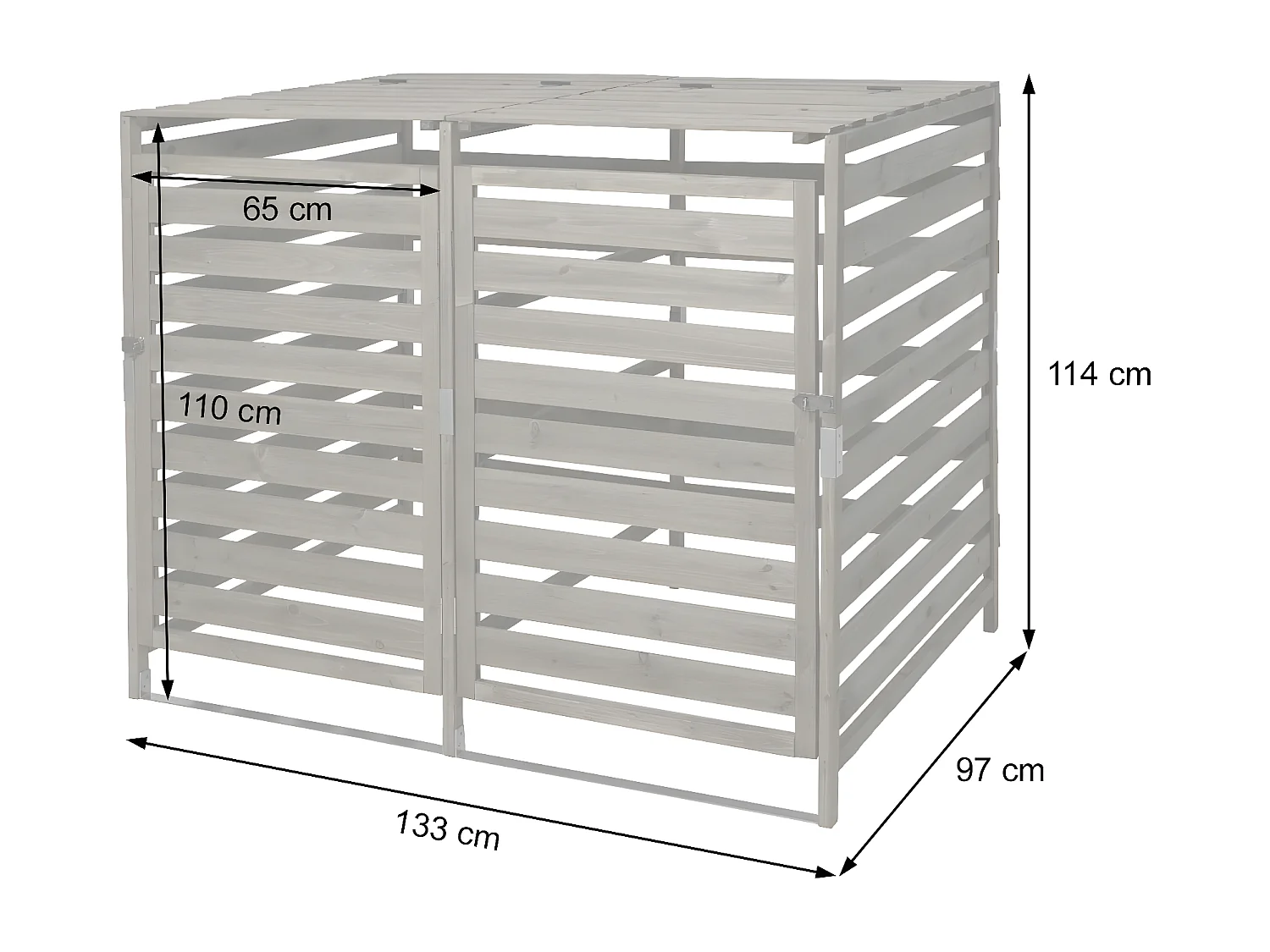 Cache-poubelle MCW-H62 pour 2 ou 4 poubelles,  gris clair