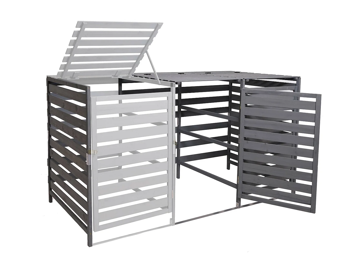 Cache-poubelle MCW-H62 pour 2 ou 4 poubelles,  gris clair