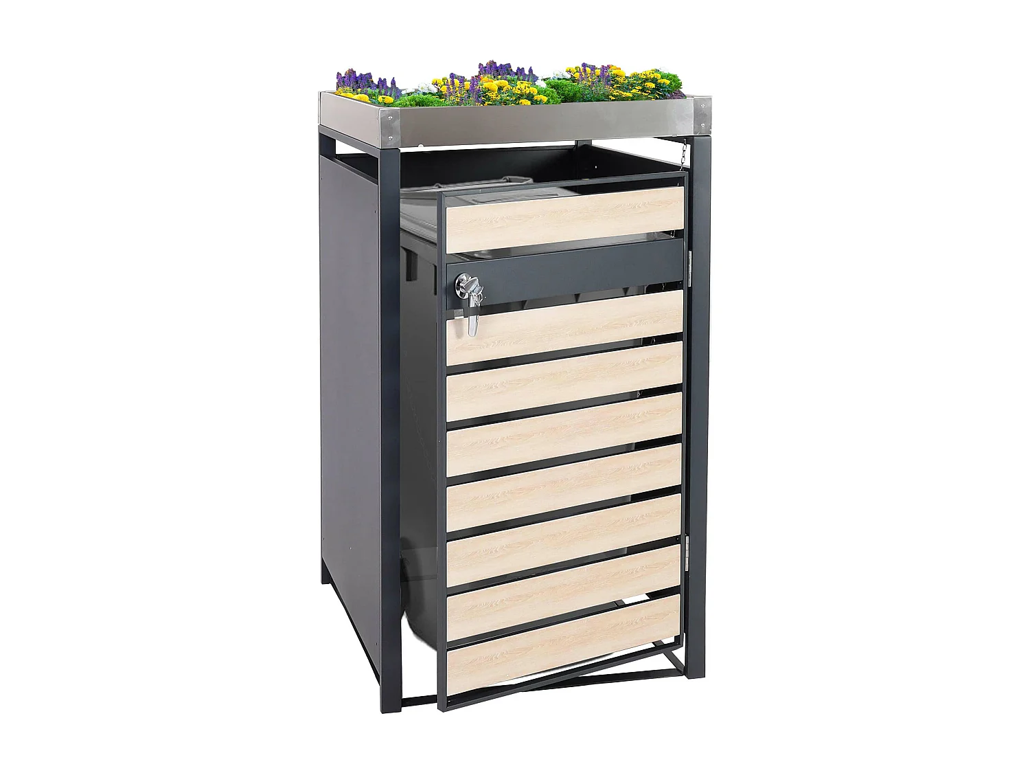 Cubo de basura MCW-J81 (1 unidad),  aspecto madera de haya