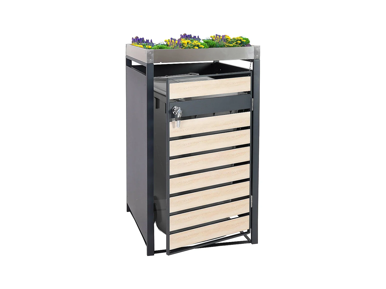 Cache-poubelle MCW-J81 (1),  hêtre-imitation bois