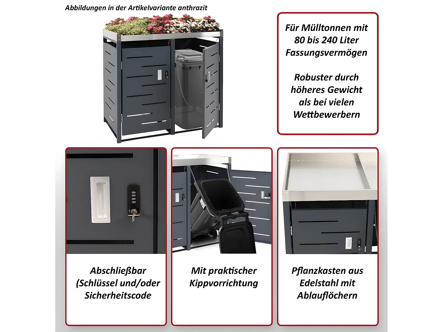 2er-Mülltonnenverkleidung MCW-H40b