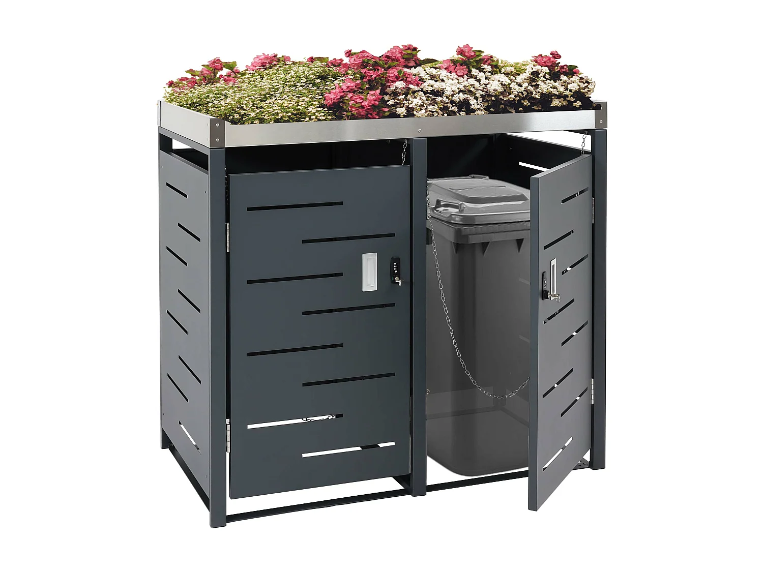Cache-poubelle pour 2 poubelles MCW-H40b