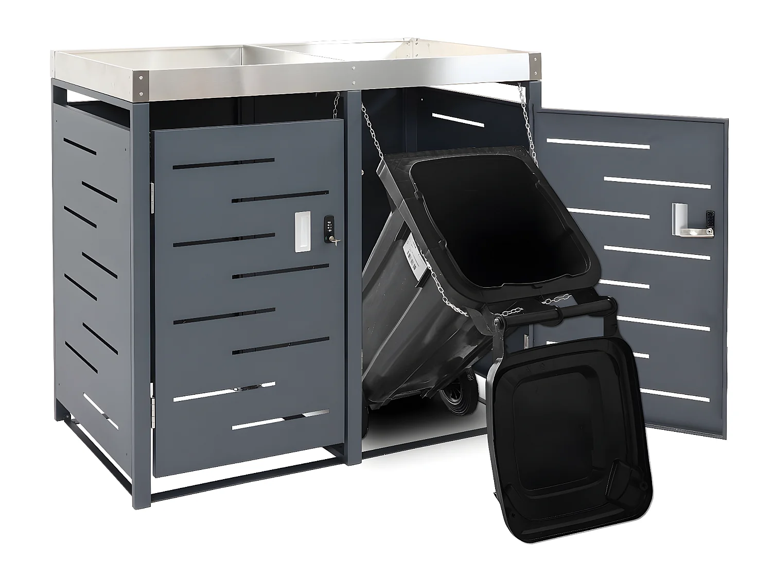 Cache-poubelle pour 2 poubelles MCW-H40b