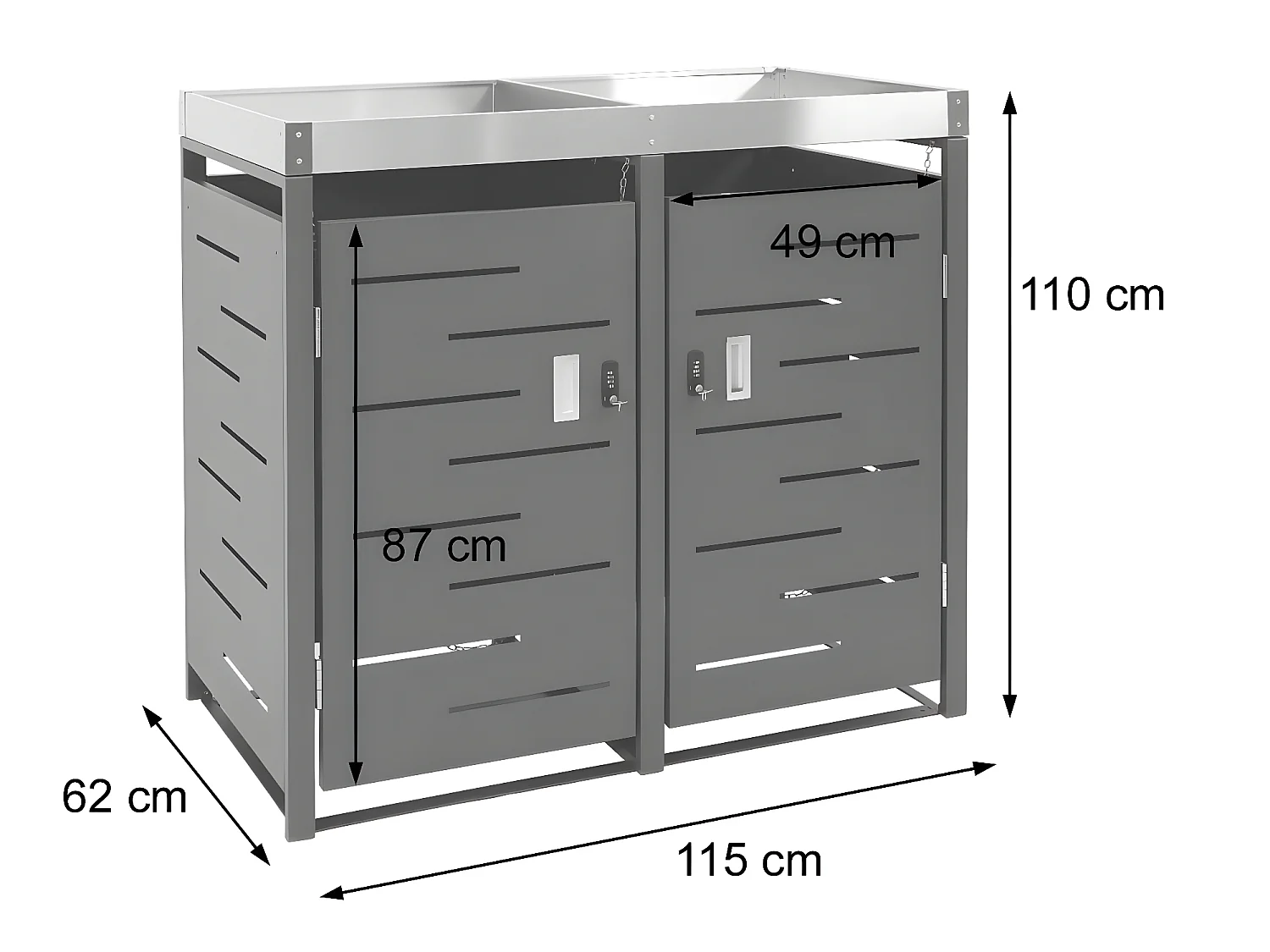 Cache-poubelle pour 2 poubelles MCW-H40b