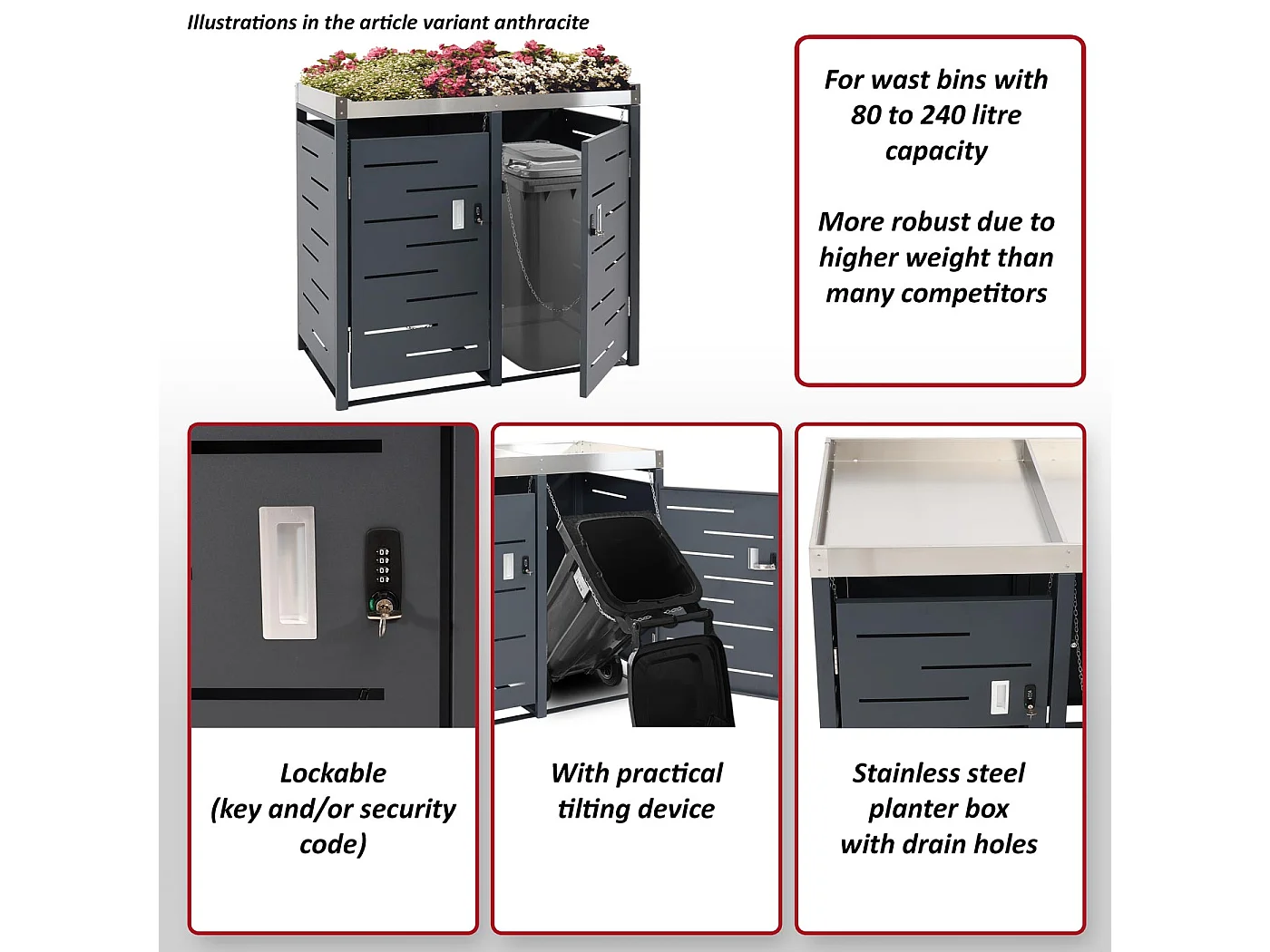 Revestimiento para 2 cubos de basura MCW-H40b