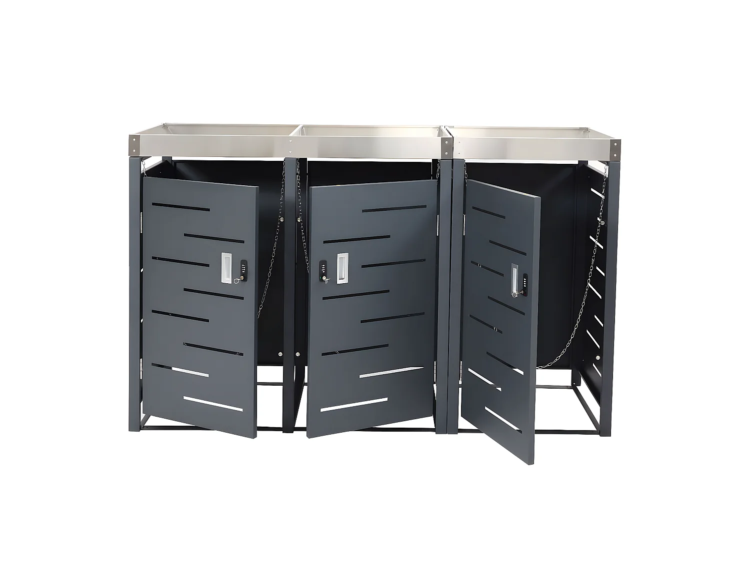 Cache-poubelle pour 3 poubelles MCW-H40b