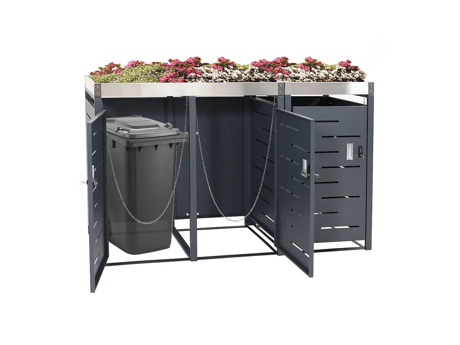 Cache-poubelle pour 3 poubelles MCW-H40b