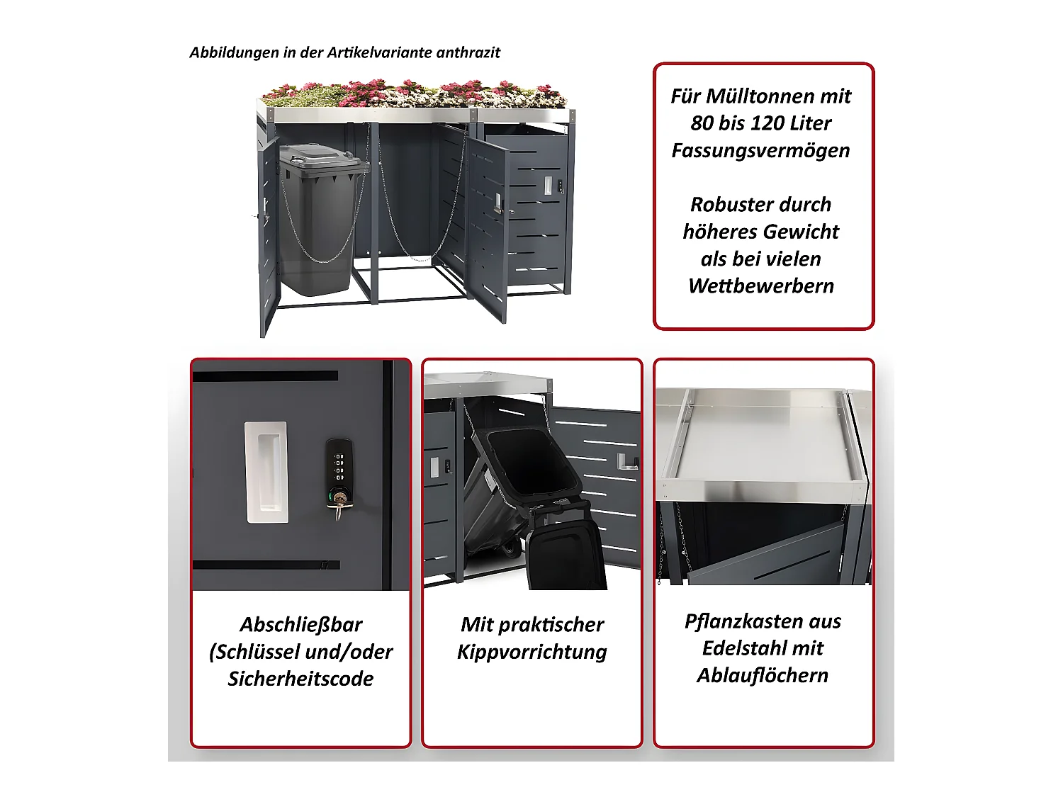 Cubo de basura de 3 cubos MCW-H40b