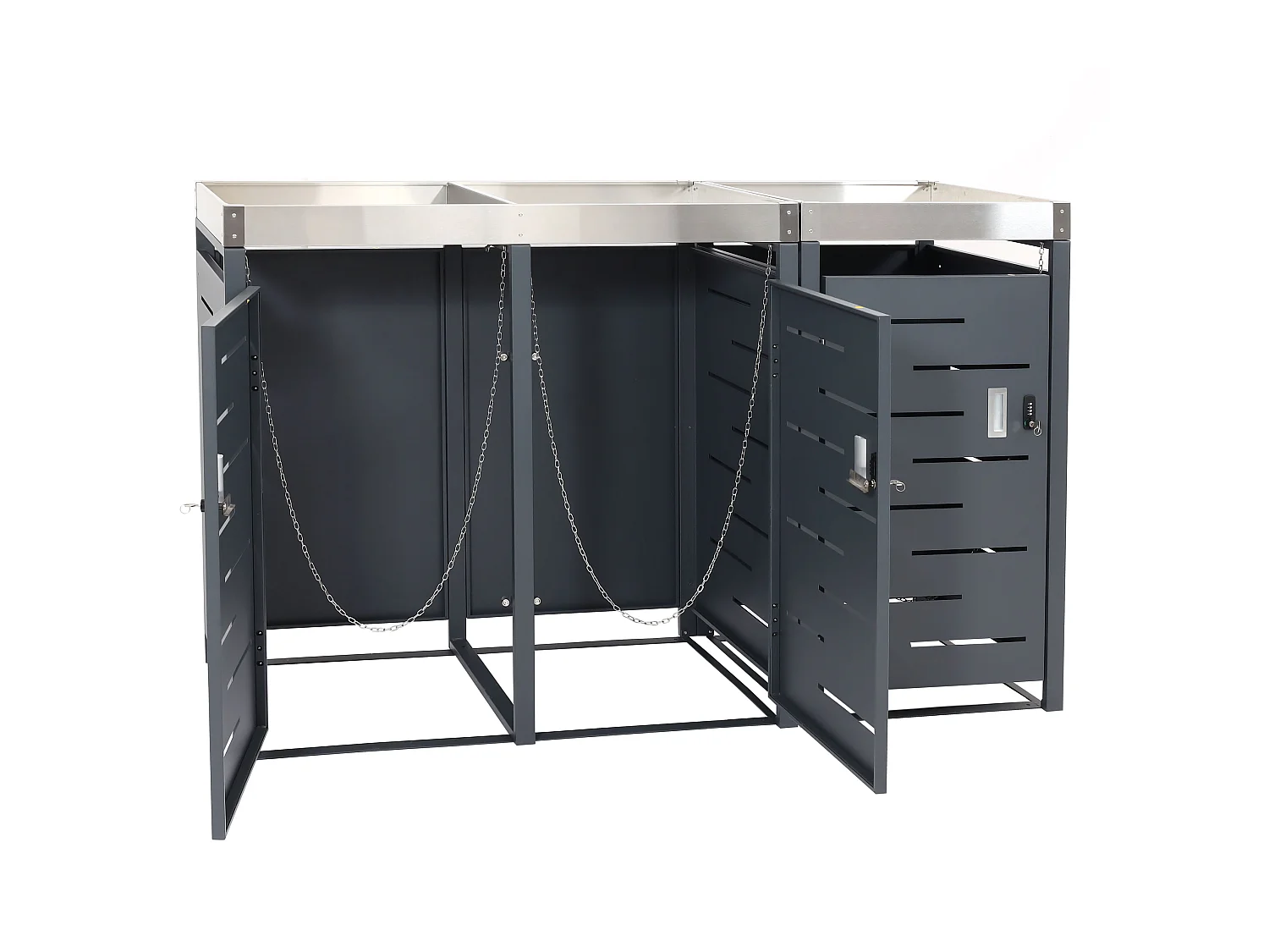 Cache-poubelle pour 3 poubelles MCW-H40b