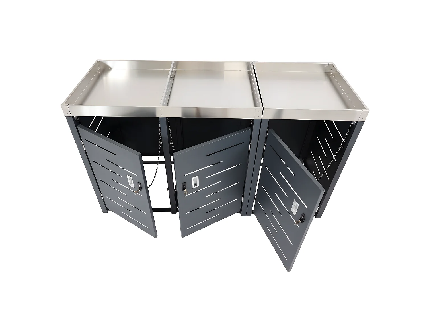 Cache-poubelle pour 3 poubelles MCW-H40b