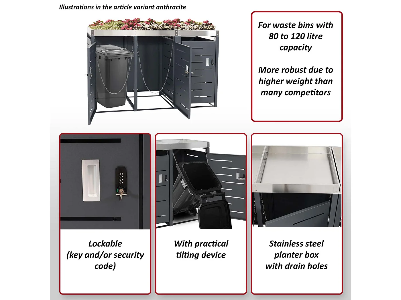 Afvalbakkenbekleding voor 3 bakken MCW-H40b