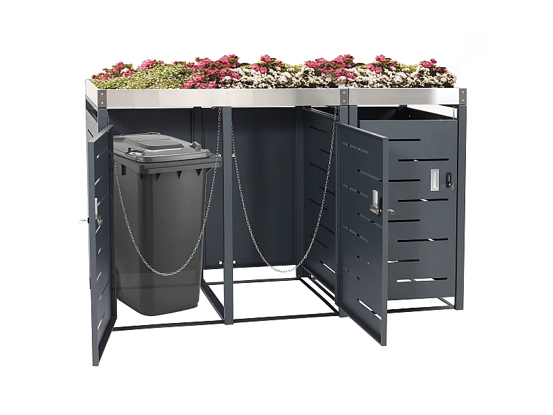 Cache-poubelle pour 3 poubelles MCW-H40b