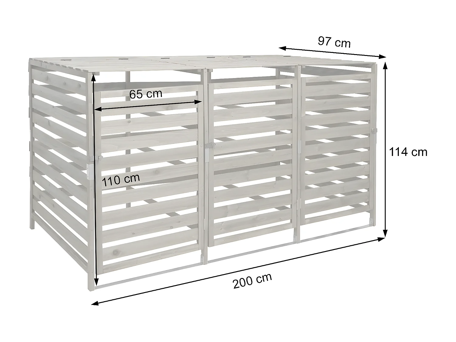 Cache-poubelle MCW-H62 pour 3/6 poubelles, gris clair