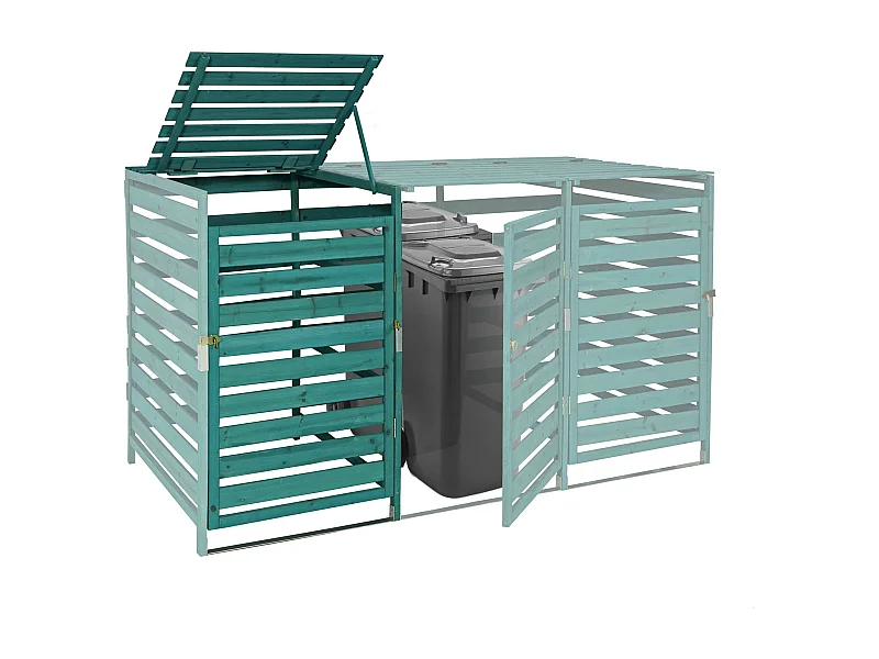 Modulo aggiuntivo per copribidoni box spazzatura rifiuti MCW-H62 97x67x114cm legno abete verde scuro