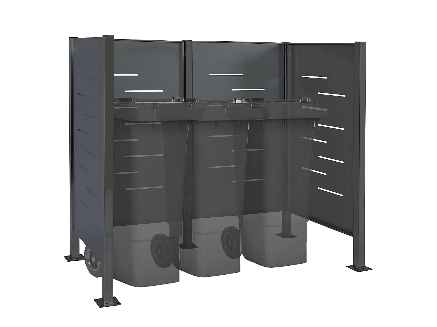 Recinzione fendivista bidoni box spazzatura rifiuti MCW-J55 150x165x85cm acciaio zincato antracite